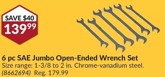 Princess Auto Power fist 6 pc sae jumbo open-ended wrench set offer
