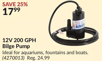 Princess Auto 12v 200 gph bilge pump offer