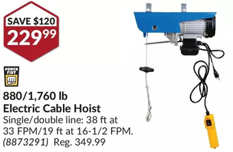 Princess Auto Power fist 880/1,760 lb electric cable hoist offer