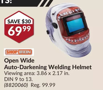 Princess Auto Shop iron open wide auto-darkening welding helmet offer