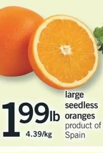 Fortinos Large Seedless Oranges offer