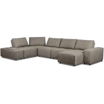 The Brick Modera 7-piece linen-look fabric modular sectional with 1 console - grey offer
