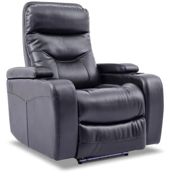 The Brick Glow leather-look fabric power recliner with adjustable headrest - black offer