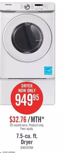 The Brick Samsung 7.5-cu. ft. dryer offer