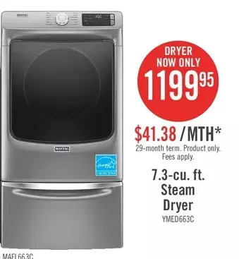 The Brick Maytag 7.3-cu. ft. steam dryer offer