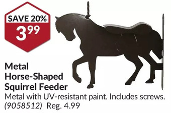 Princess Auto Metal horse-shaped squirrel feeder offer
