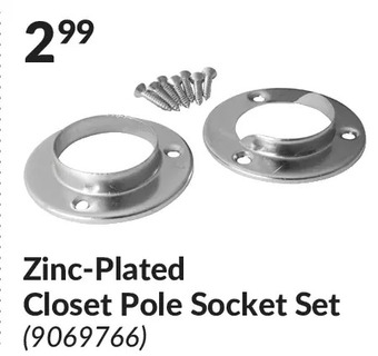 Princess Auto Zinc-plated closet pole socket set offer