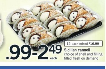 Fortinos Sicilian Cannoli offer