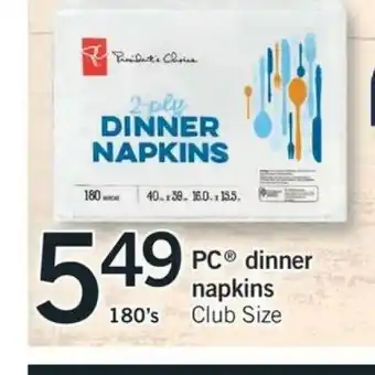 Fortinos Dinner napkins offer