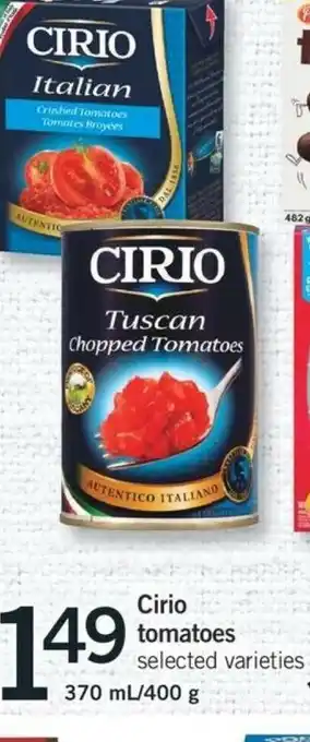 Fortinos Cirio Tomatoes offer