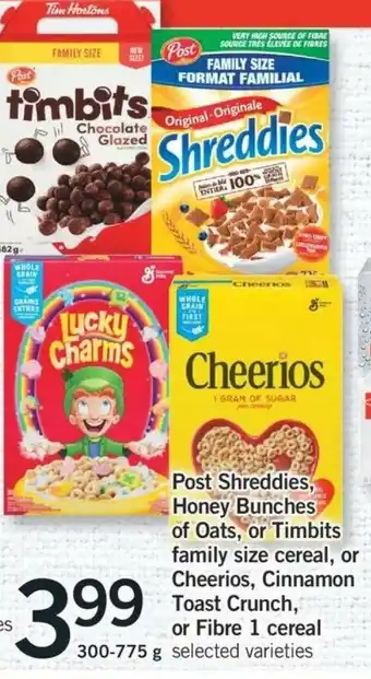 Fortinos Post Shreddies Honey Bunches Of Oats offer