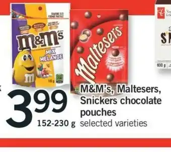Fortinos M&M'S SNICKERS CHOCOLATE POUNCHES offer