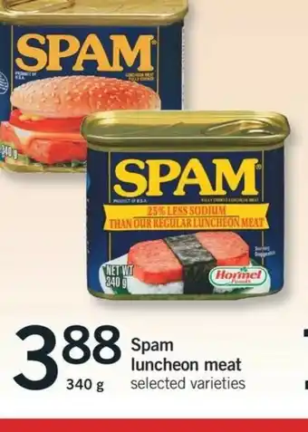 Fortinos Spam Luncheon Meat offer