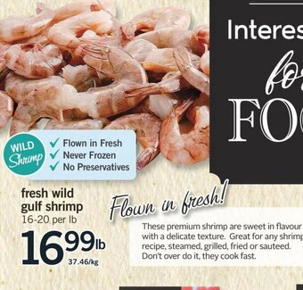 Fortinos Fresh Wild Gulf Shrimp offer