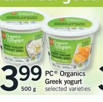 Fortinos Organics Greek Yogurt offer