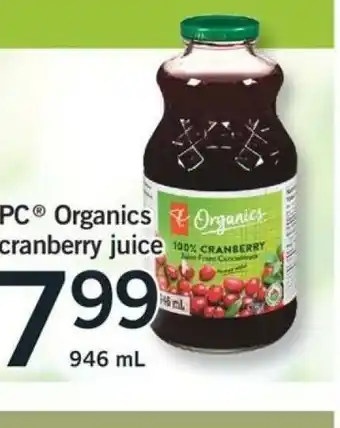 Fortinos Organics Cranberry Juice offer