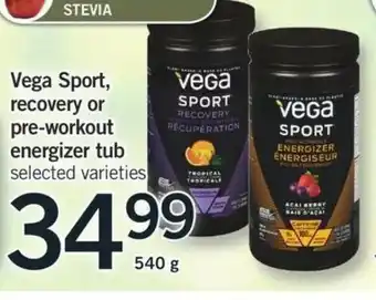 Fortinos Vega Sport recovery or pre-workout offer