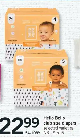 Fortinos Hell Bello club size diapers offer