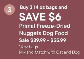 Petvalu Primal freeze-dried nuggets dog food offer