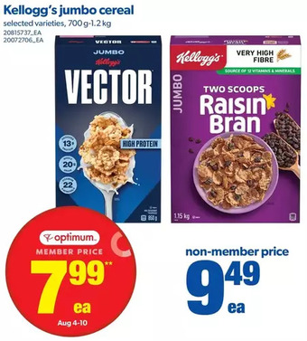 Real Canadian Superstore Kellogg's jumbo cereal offer