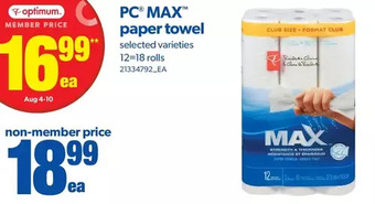 Real Canadian Superstore Pc max paper towel offer