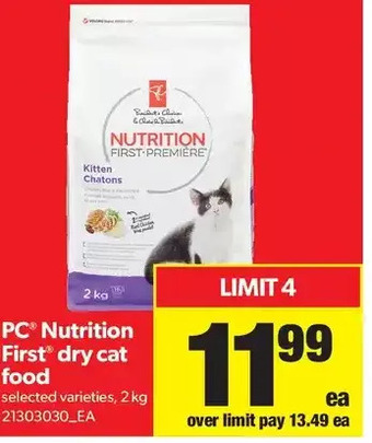 Real Canadian Superstore Pc nutrition first dry cat food offer