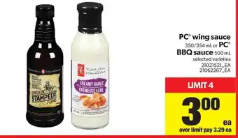 Real Canadian Superstore Pc wing sauce or pc bbq sauce offer