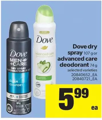Real Canadian Superstore Dove dry spray or advanced care deodorant offer