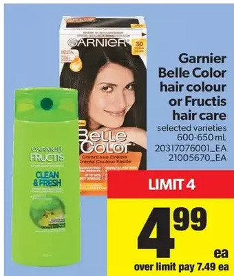 Real Canadian Superstore Garnier belle color hair colour or fructis hair care offer