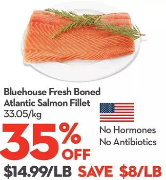 Longo's Bluehouse fresh boned atlantic salmon fillet offer