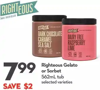 Longo's Righteous gelato or sorbet offer