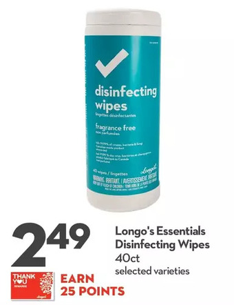 Longo's Longo's essentials disinfecting wipes offer