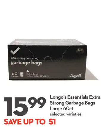 Longo's Longo's essentials extra strong garbage bags offer