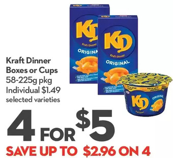 Longo's Kraft dinner boxes or cups offer