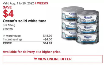 Costco Ocean's solid white tuna offer