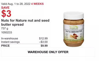 Costco Nuts for nature nut and seed butter spread offer