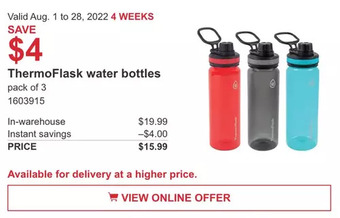 Costco Thermoflask water bottles offer
