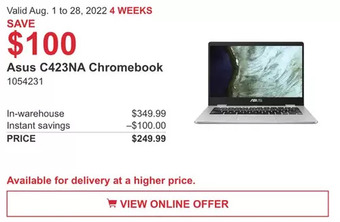 Costco Asus c423na chromebook offer