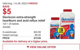 Costco Gaviscon extra-strength heartburn and acid reflux relief offer