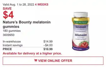 Costco Nature’s bounty melatonin gummies offer