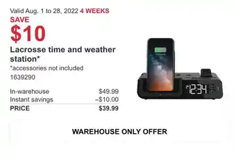Costco Lacrosse time and weather station* offer
