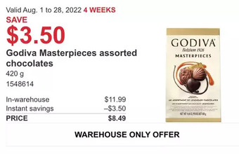 Costco Godiva masterpieces assorted chocolates offer