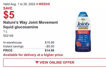 Costco Nature's way joint movement liquid glucosamine offer