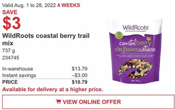 Costco Wildroots coastal berry trail mix offer