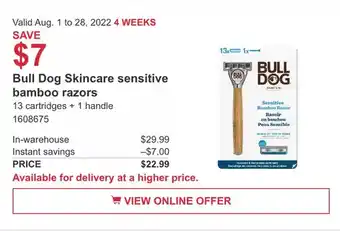 Costco Bull dog skincare sensitive bamboo razors offer