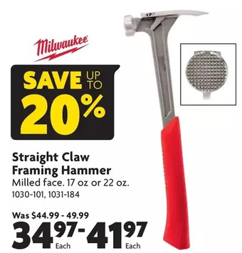 Home Hardware Straight claw framing hammer offer