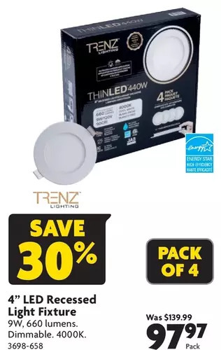Home Hardware 4" led recessed light fixture offer
