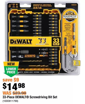 Home Depot 33-piece dewalt screwdriving bit set offer