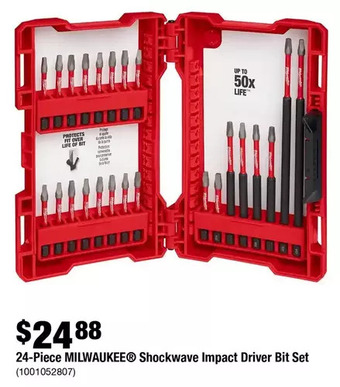 Home Depot 24-piece milwaukee shockwave impact driver bit set offer