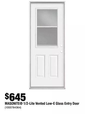 Home Depot Masonite 1/2-lite vented low-e glass entry door offer